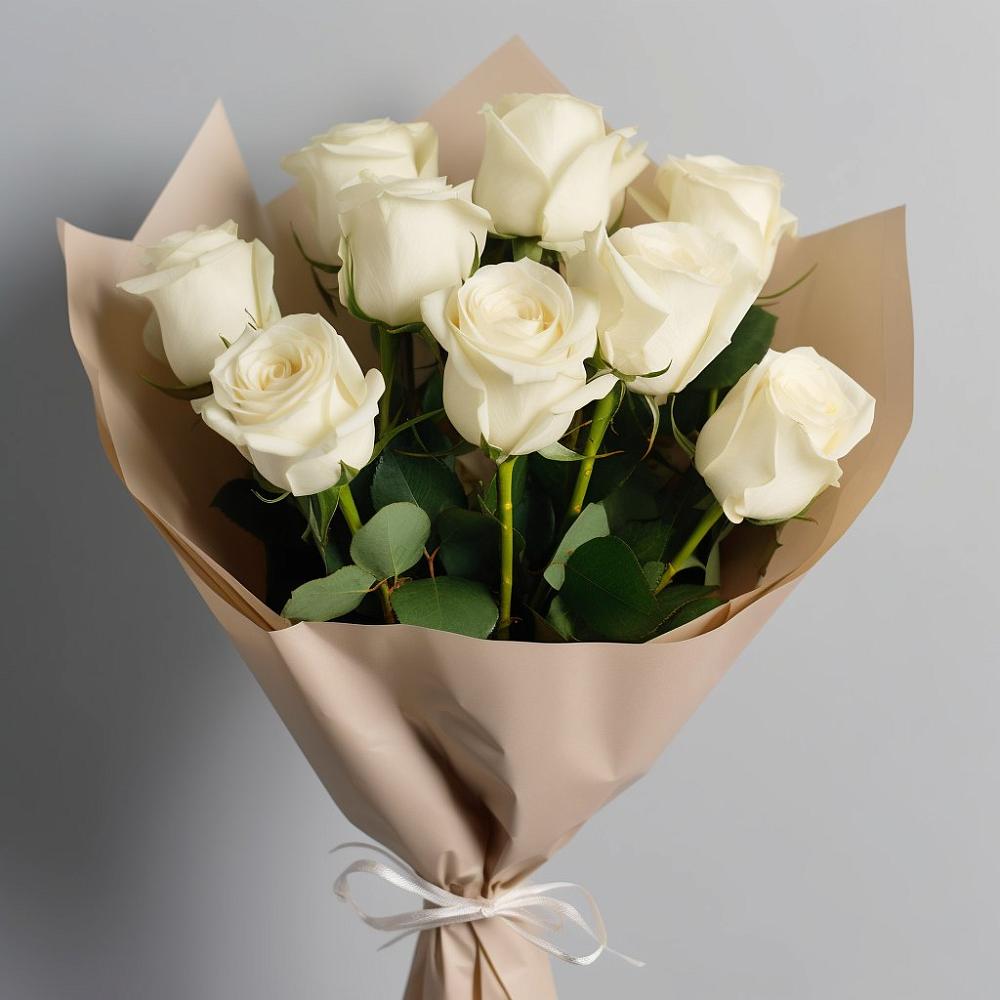 Букет 9 Белых роз Эдлесс Лав в Орлово