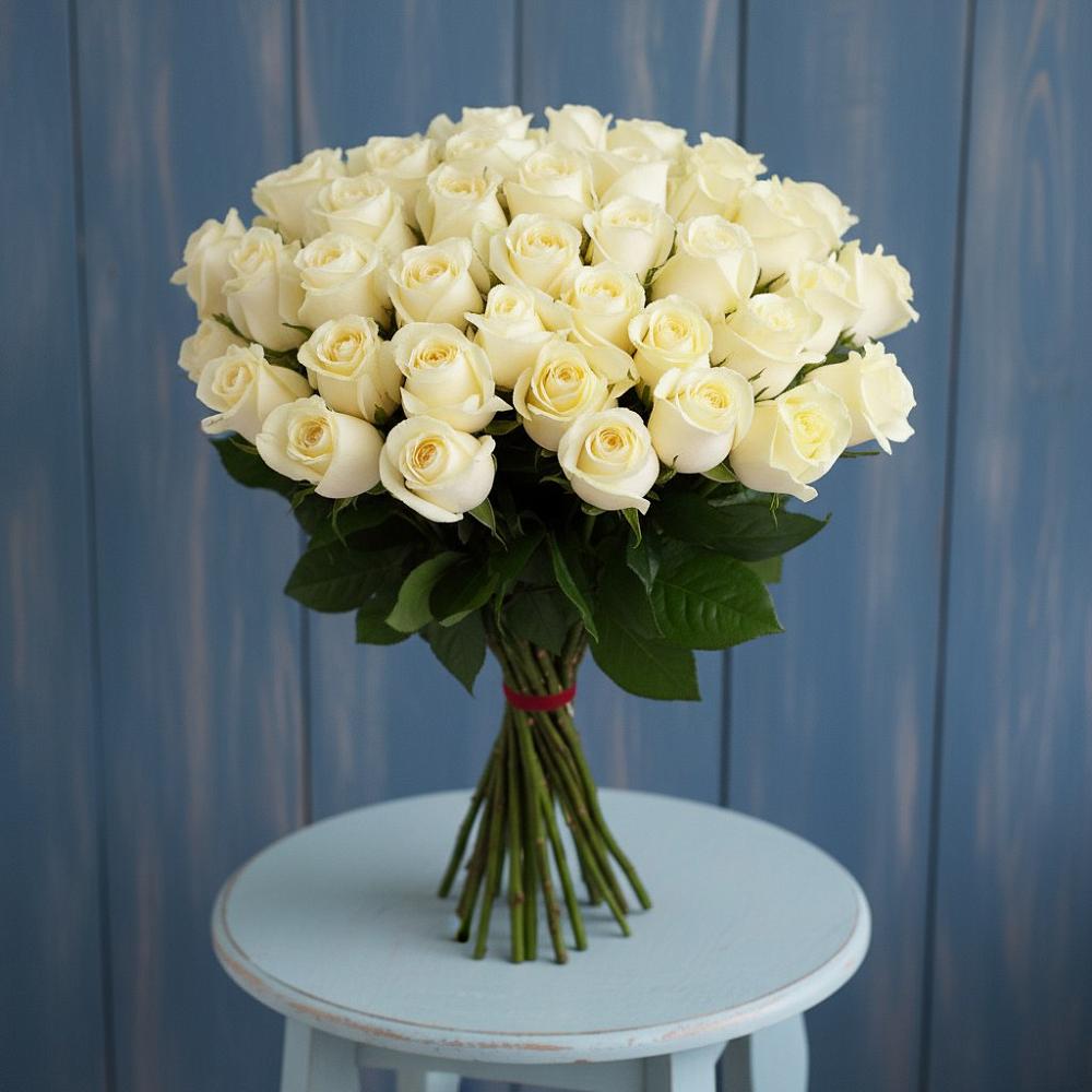 Букет 51 Белая роза Эдлесс Лав в Орлово