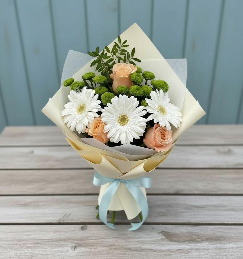 Букет цветов из: Герберы, Розы и Хризантемы в Орлово