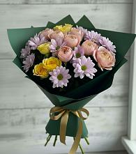 Букет цветов из:  Хризантемы и Розы в Орлово
