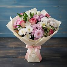 Букет цветов из:  Хризантемы, Альстромерии и Розы в Орлово