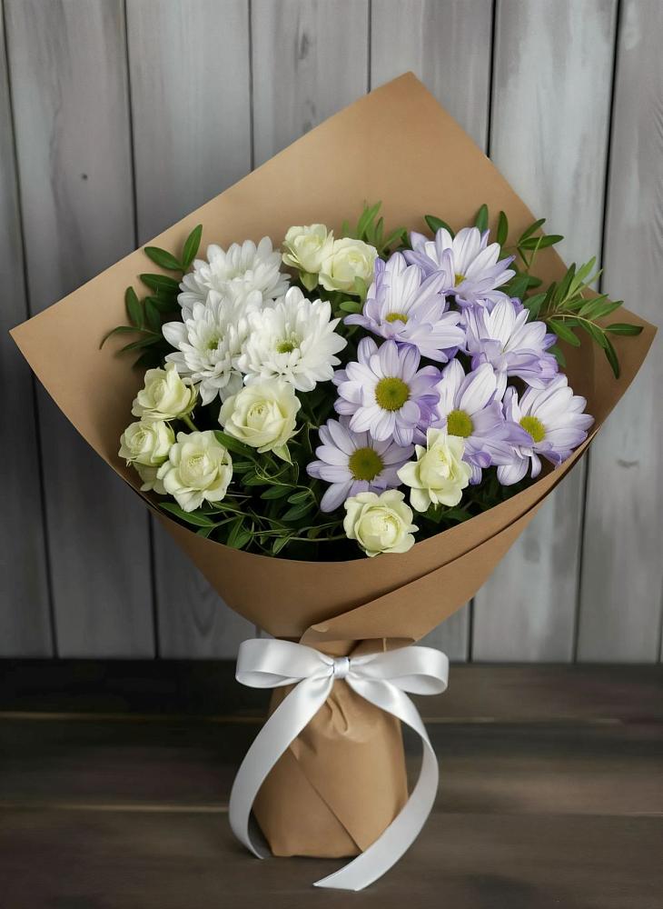 Букет цветов из: Хризантемы и Розы в Орлово